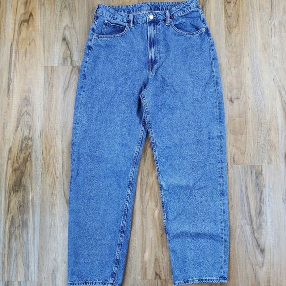 💜H&M Blue 90's Baggy Ultra High Waist Jeans Size 12/31 - Picture 5 of 12